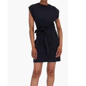Vince Black Tie-Waist Dress XXS —‎ Short Sleeve — 100% Cotton — Like New